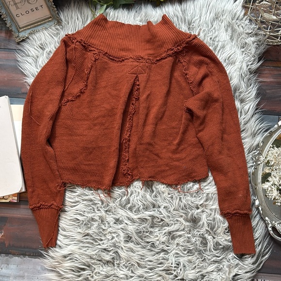 We The Free Distressed Darcy Cropped Sweater in Cedar - Picture 9 of 14